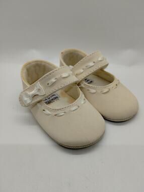 Vintage Gold Bug Infant Baby Dress Booties Shoes - Size 1 - Cracking - Doll Shoe